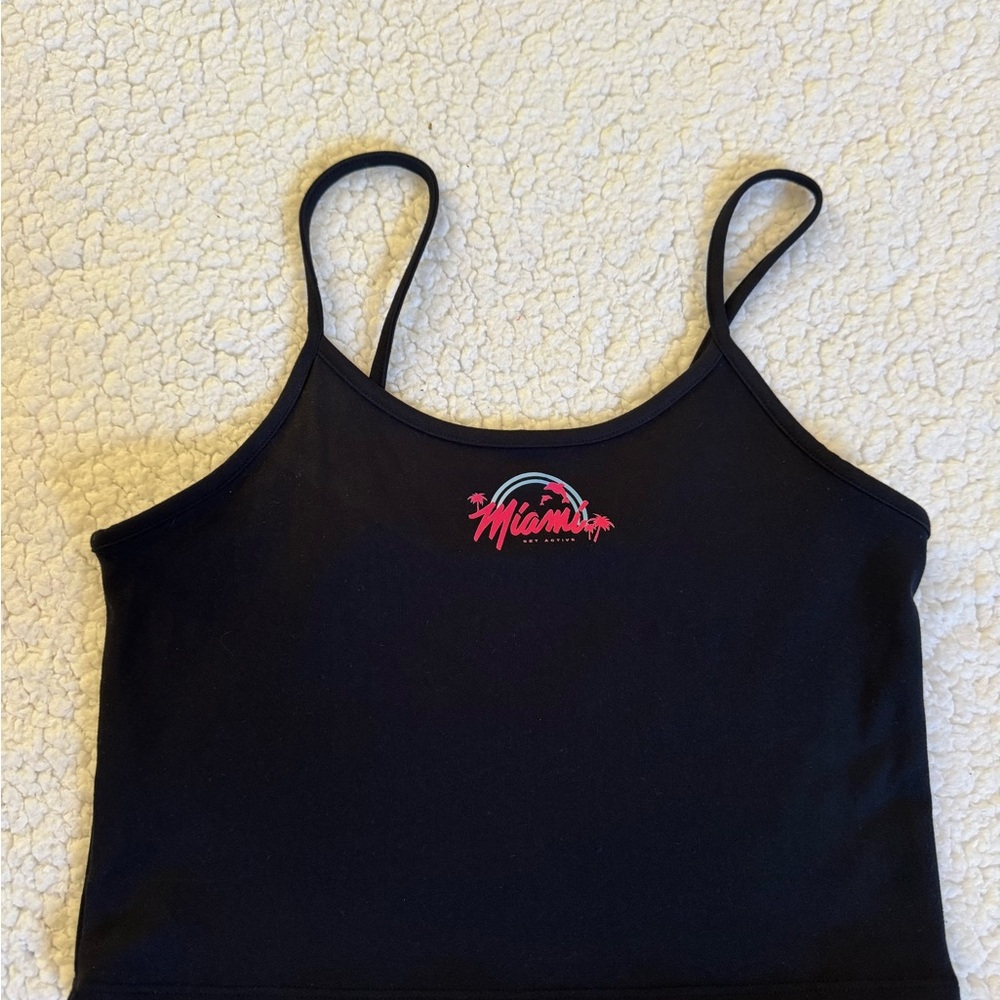 SET Active Black Tank Top with Pink and Light Blue Miami Logo